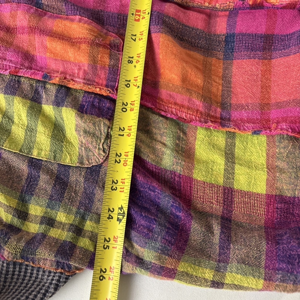 Oli & Hali Womens Patchwork Plaid Waffle Knit Button Down Shirt size Large - Picture 15 of 15